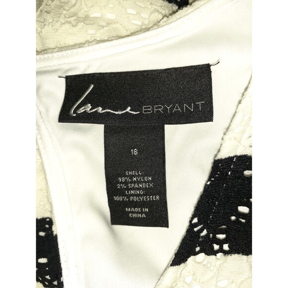 LANE BRYANT Plus Sz 16W A-Line Dress Black White Floral Lace Stripes Sleeveless - Picture 5 of 5
